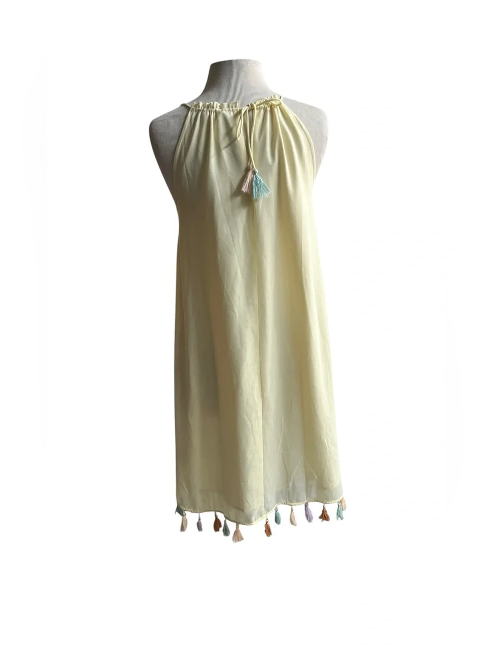 Ellison S yellow tassel faux wrap dress